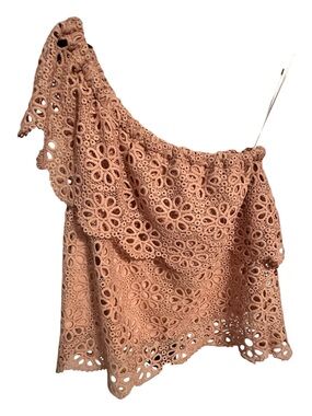 BB Dakota Blush Crochet One-Shoulder Top